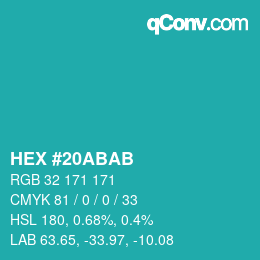 Color code: HEX #20ABAB | qconv.com