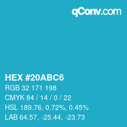 カラーコード: HEX #20ABC6 | qconv.com