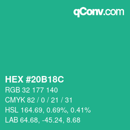 Color code: HEX #20B18C | qconv.com