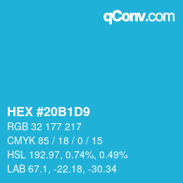 カラーコード: HEX #20B1D9 | qconv.com