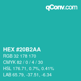 カラーコード: HEX #20B2AA | qconv.com