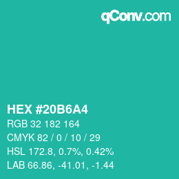 Color code: HEX #20B6A4 | qconv.com