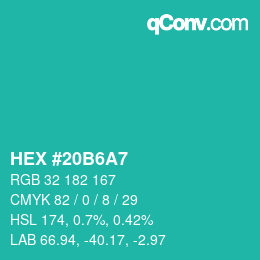 Color code: HEX #20B6A7 | qconv.com