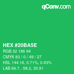 Color code: HEX #20BA5E | qconv.com