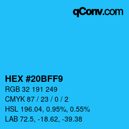 Color code: HEX #20BFF9 | qconv.com