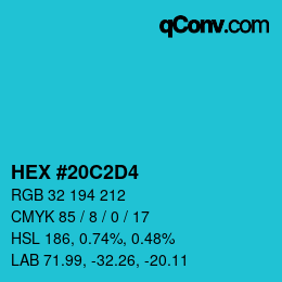 Color code: HEX #20C2D4 | qconv.com