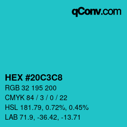 Color code: HEX #20C3C8 | qconv.com