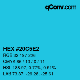 カラーコード: HEX #20C5E2 | qconv.com