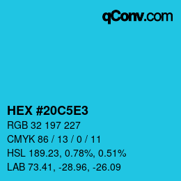 Farbcode: HEX #20C5E3 | qconv.com
