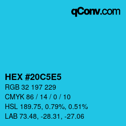 颜色代码: HEX #20C5E5 | qconv.com