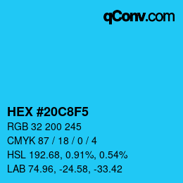 カラーコード: HEX #20C8F5 | qconv.com