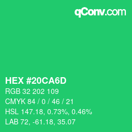カラーコード: HEX #20CA6D | qconv.com