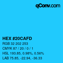Color code: HEX #20CAFD | qconv.com