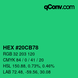 Color code: HEX #20CB78 | qconv.com