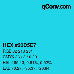 颜色代码: HEX #20D5E7 | qconv.com