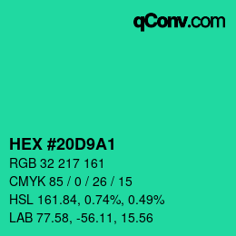 Color code: HEX #20D9A1 | qconv.com