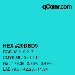Color code: HEX #20DBD9 | qconv.com