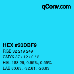 カラーコード: HEX #20DBF9 | qconv.com