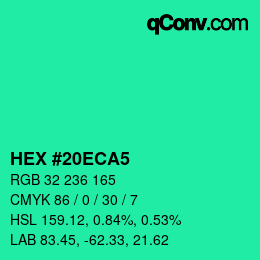 Color code: HEX #20ECA5 | qconv.com