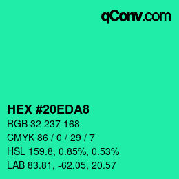 カラーコード: HEX #20EDA8 | qconv.com