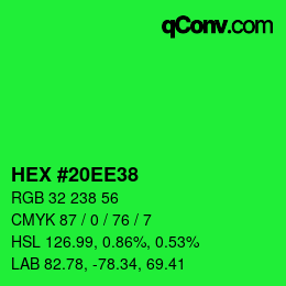 Color code: HEX #20EE38 | qconv.com