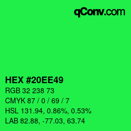 Color code: HEX #20EE49 | qconv.com