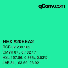 カラーコード: HEX #20EEA2 | qconv.com