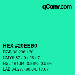 カラーコード: HEX #20EEB0 | qconv.com