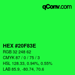 Color code: HEX #20F83E | qconv.com