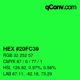 カラーコード: HEX #20FC39 | qconv.com