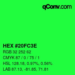 Color code: HEX #20FC3E | qconv.com