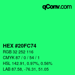Color code: HEX #20FC74 | qconv.com