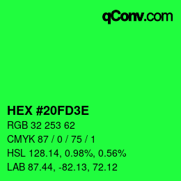 Color code: HEX #20FD3E | qconv.com