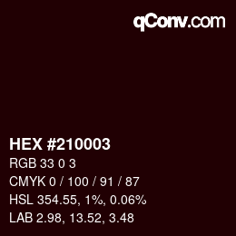Farbcode: HEX #210003 | qconv.com