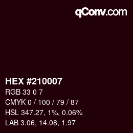 カラーコード: HEX #210007 | qconv.com