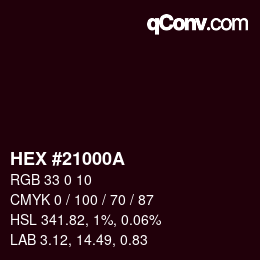 Color code: HEX #21000A | qconv.com