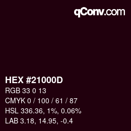 Color code: HEX #21000D | qconv.com