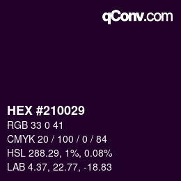 Color code: HEX #210029 | qconv.com