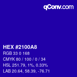 Color code: HEX #2100A8 | qconv.com