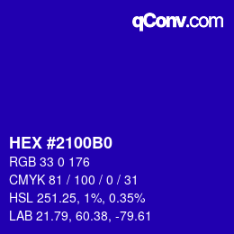 Color code: HEX #2100B0 | qconv.com