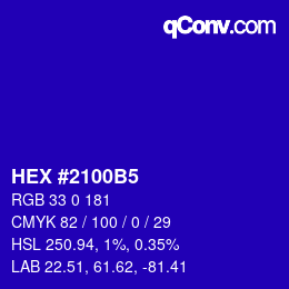 Color code: HEX #2100B5 | qconv.com