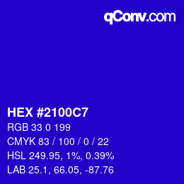 Color code: HEX #2100C7 | qconv.com