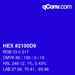 Color code: HEX #2100D9 | qconv.com
