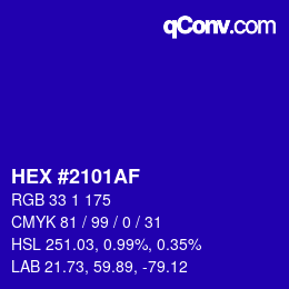カラーコード: HEX #2101AF | qconv.com