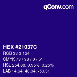カラーコード: HEX #21037C | qconv.com