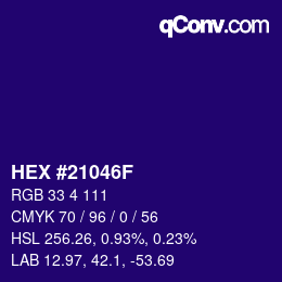 カラーコード: HEX #21046F | qconv.com