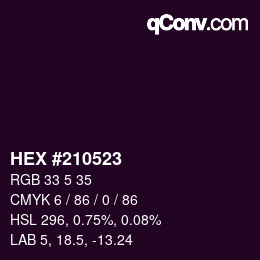 颜色代码: HEX #210523 | qconv.com