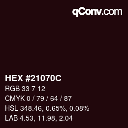 Color code: HEX #21070C | qconv.com