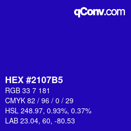 カラーコード: HEX #2107B5 | qconv.com