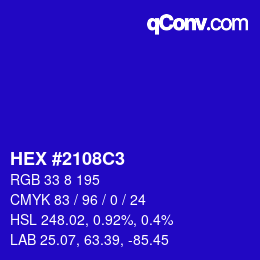カラーコード: HEX #2108C3 | qconv.com